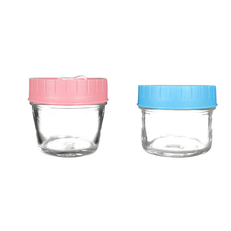 Clear 120ml food storage airtight pudding jar glass pudding bottle with plastic lid