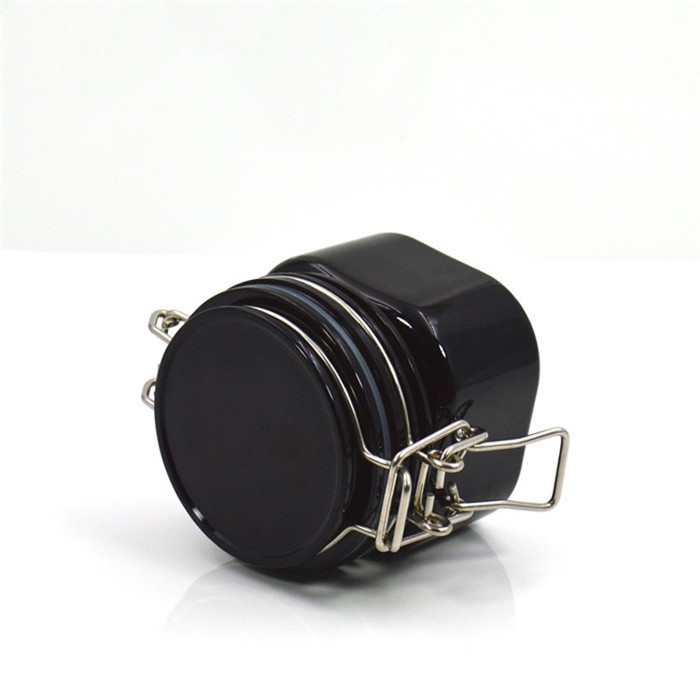 Clear 1300ml plastic kilner preserving clip top jas with metal clip in pyramid shape