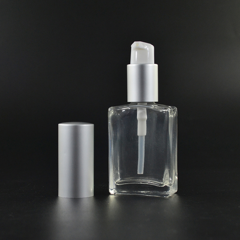 Clear 15ml 30ml 50ml 100ml perfume rectangular square glass bottle with lotion pump cap