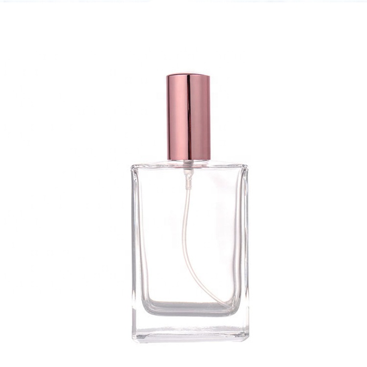Clear 15ml 30ml 50ml 100ml perfume rectangular square glass bottle with lotion pump cap