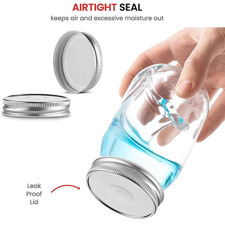 Clear 16oz 500ml Glass Mason Jar with Silver Metal Airtight Lids for Food Storage Canning