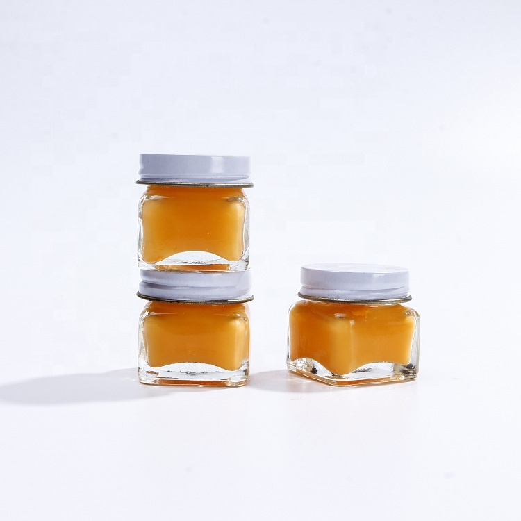 Clear 1oz Ointment Glass Jar In Square Shape With Screw Metal Lids