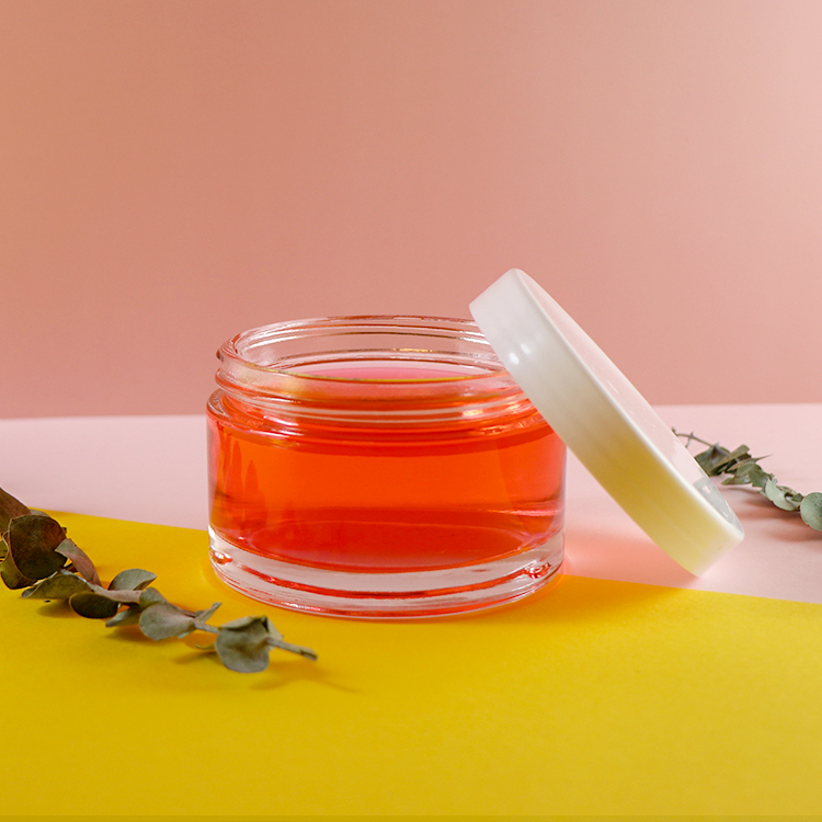 Clear 200ml Round Shape Cosmetic Glass jar with Plastic Lid