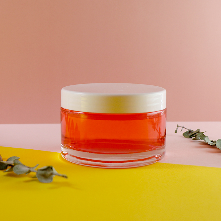 Clear 200ml Round Shape Cosmetic Glass jar with Plastic Lid
