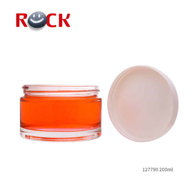 Clear 200ml Round Shape Cosmetic Glass jar with Plastic Lid