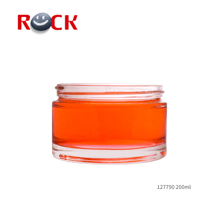 Clear 200ml Round Shape Cosmetic Glass jar with Plastic Lid