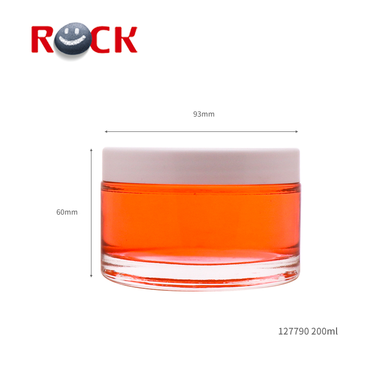 Clear 200ml Round Shape Cosmetic Glass jar with Plastic Lid
