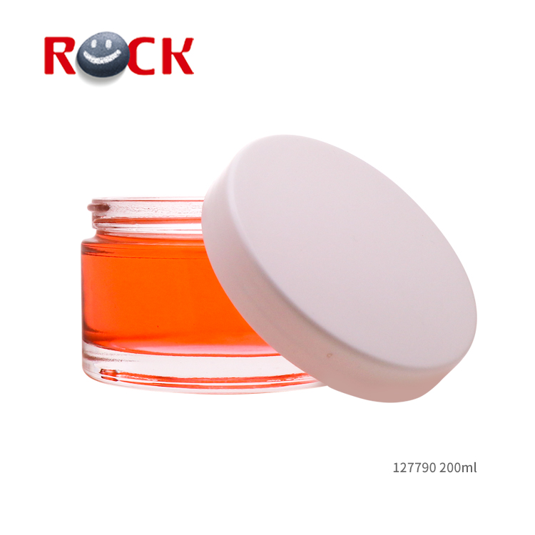 Clear 200ml Round Shape Cosmetic Glass jar with Plastic Lid