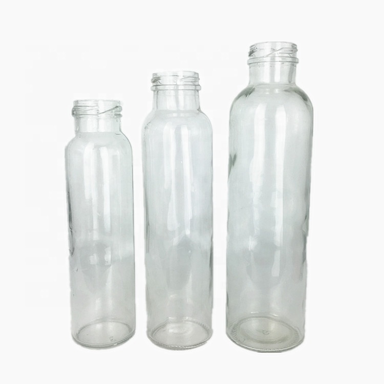 Clear 250ml 300ml 500ml aloe vera fruit juice glass bottle with 38mm metal cap