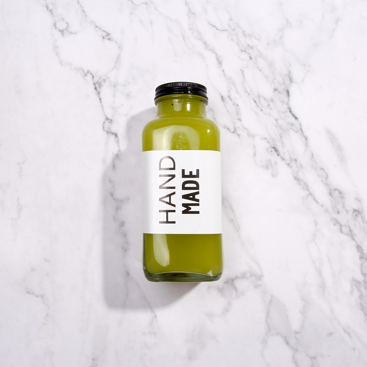 Clear 250ml 350ml 500ml French Square Juice Smoothie Kombucha Tea Glass Bottles with Alnuinum Lids for drinks