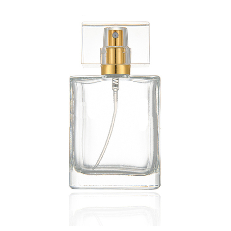 Clear 30ml 50ml perfume bottle glass atomiser bottles with screw spray pump