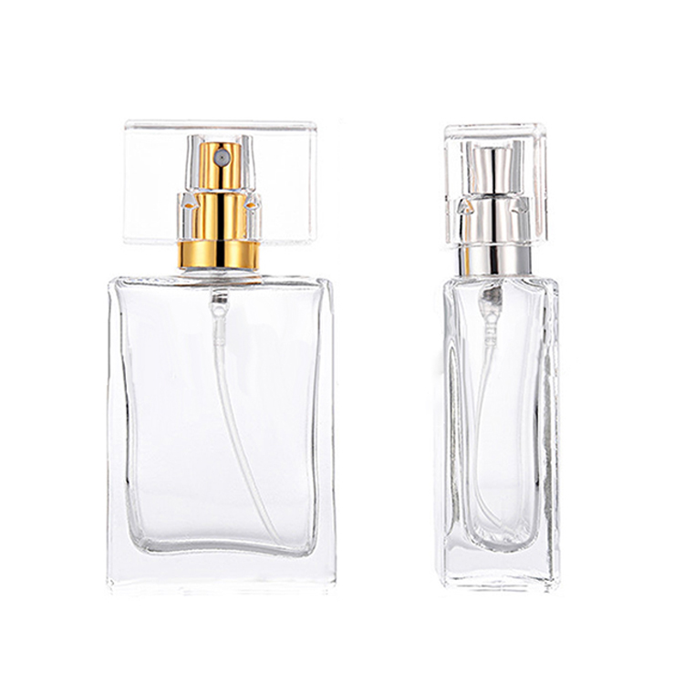Clear 30ml 50ml perfume bottle glass atomiser bottles with screw spray pump