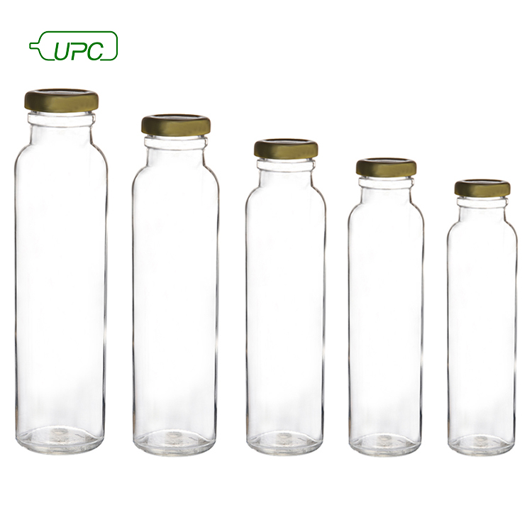 Clear 320ml 300ml glass juice bottle for beverage with lids