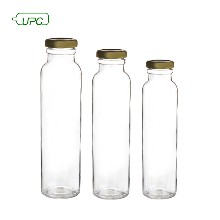 Clear 320ml 300ml glass juice bottle for beverage with lids
