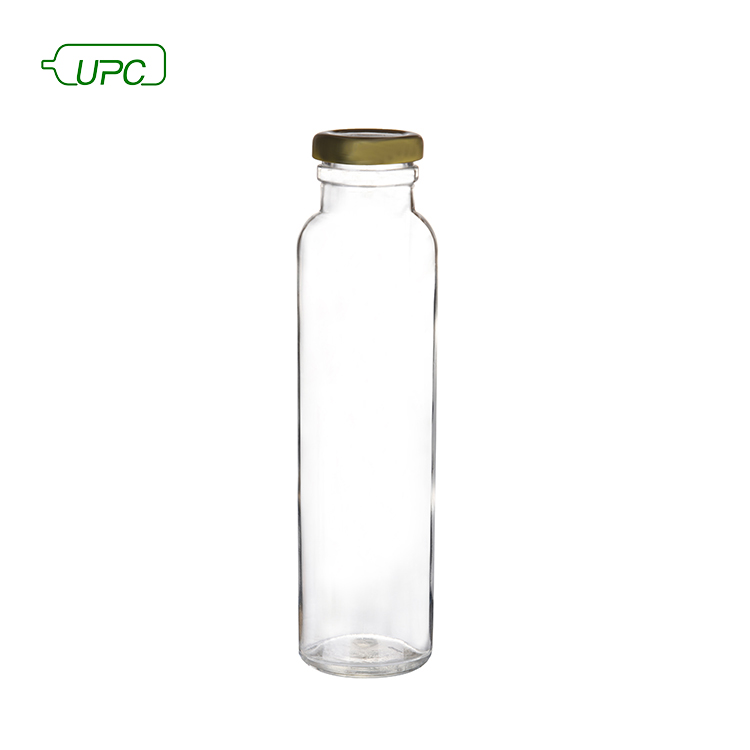 Clear 320ml 300ml glass juice bottle for beverage with lids