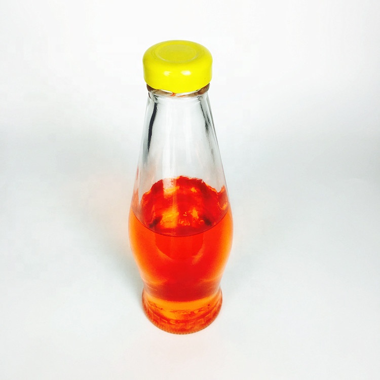 Clear 320ml bbq oyster sauce soy sauce glass bottle with small sealed metal lid