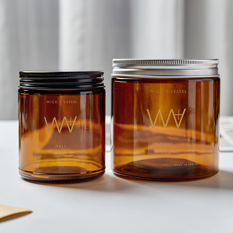 Clear 4oz 9oz Mason Food Jar Amber 16oz 8oz 9oz Straight Sided Brown Glass Jar For Candle and Cosmetics