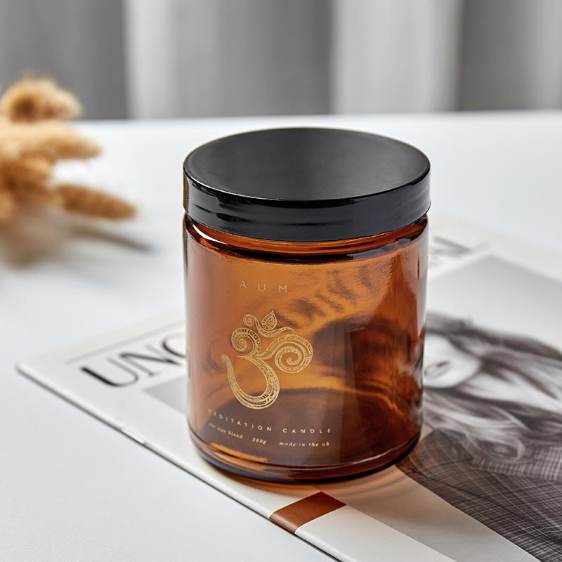 Clear 4oz 9oz Mason Food Jar Brown 16oz 8oz 9oz Straight Sided Amber Jars With Black Lid For Candle and Cosmetics