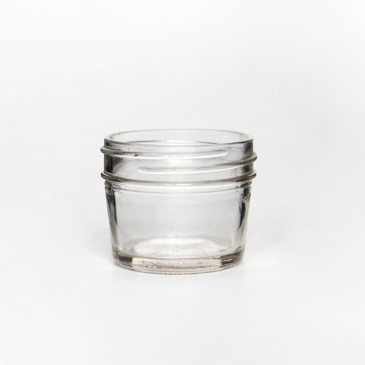 Clear 4oz Glass Wide Mouth Tapered Mason Jar with Airtight Gold Silver Metal Lid