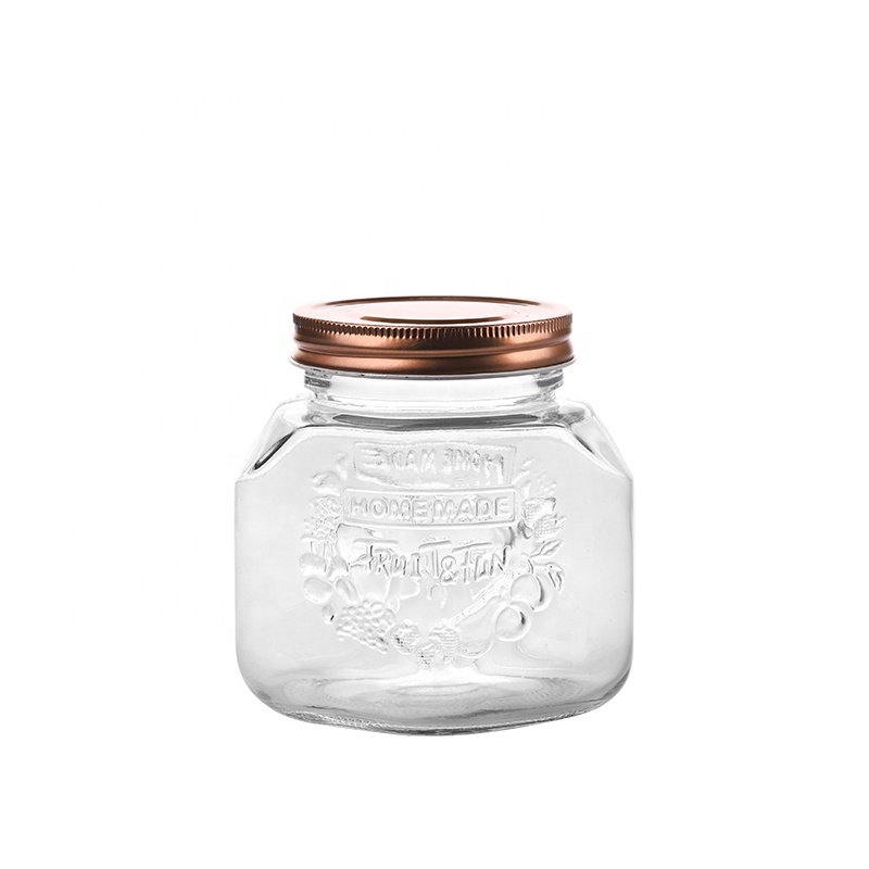 Clear 500ML 750ML 1000ML 1L Glass Bottle Honey Storage Jar Glass Canister for Dried Spices Tea with Airtight Metal Lid