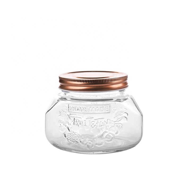 Clear 500ML 750ML 1000ML 1L Glass Bottle Honey Storage Jar Glass Canister for Dried Spices Tea with Airtight Metal Lid