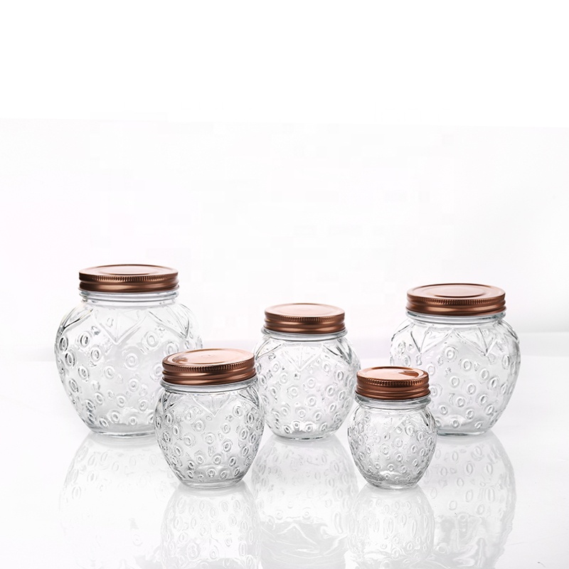 Clear 500ML 750ML 1000ML 1L Glass Bottle Honey Storage Jar Glass Canister for Dried Spices Tea with Airtight Metal Lid