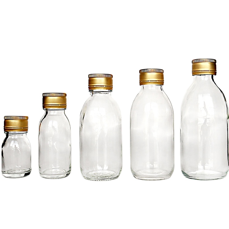 Clear 50ml Glass Small Energy Drink Bottle With Tamper Evident Cap For Juice Detox Shot