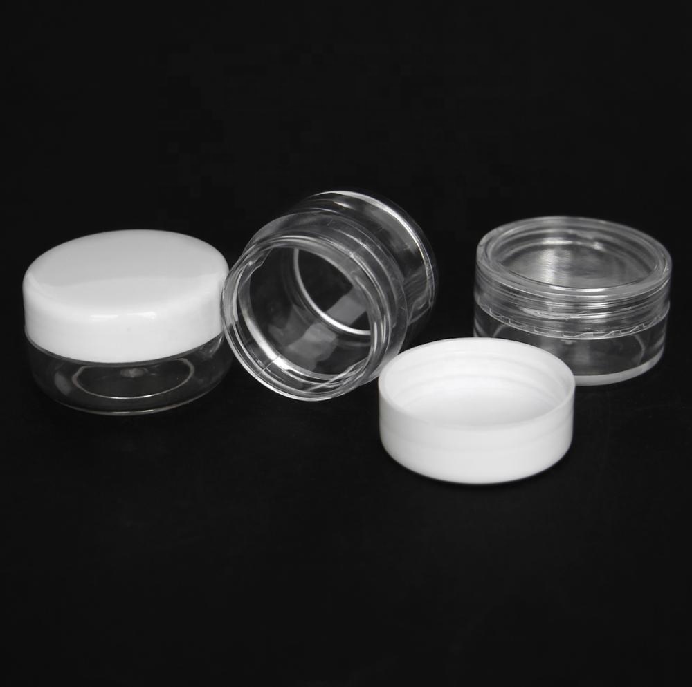 Clear 5g 10g 15 Gram 20g Plastic Pot Jars Cosmetic Containers With White Lids