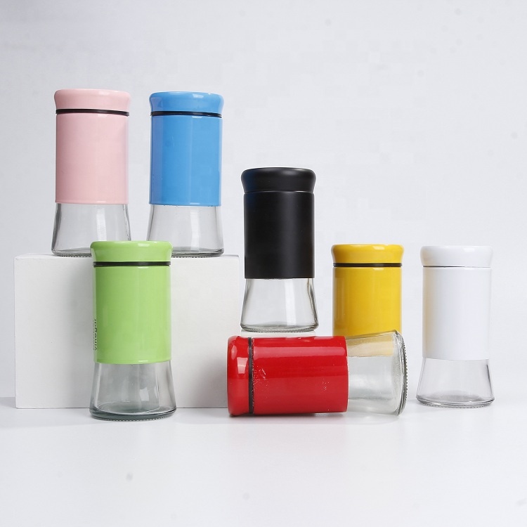 Clear 5oz 150ml Glass Spice Pepper Sugar Jar With Shaker Lid Sifter Hole Cap And Metal Sleeve Kitchen Storage