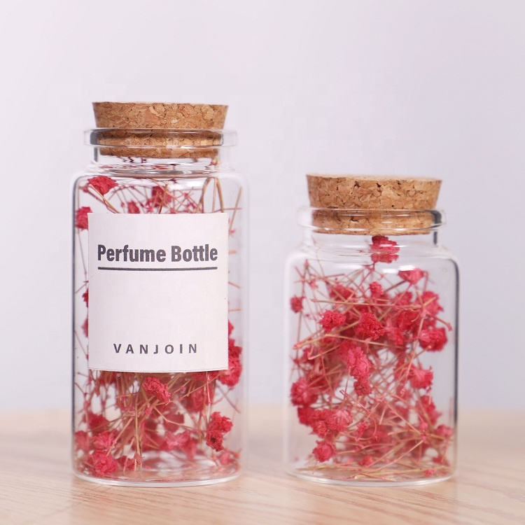 Clear 80ml 100ml 150ml 200ml Glass Vials Tube Bottle With Wooden Cork For Safforn Spice Herb Storage