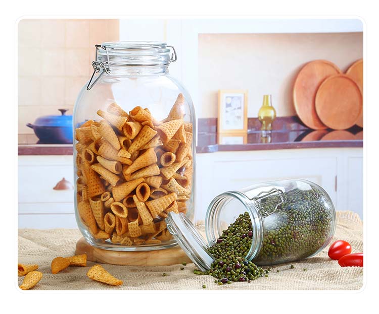 Clear Airtight Glass Jars With Snap Joint Cover Serving House Kitchen Pickles Spices Grains Coffee