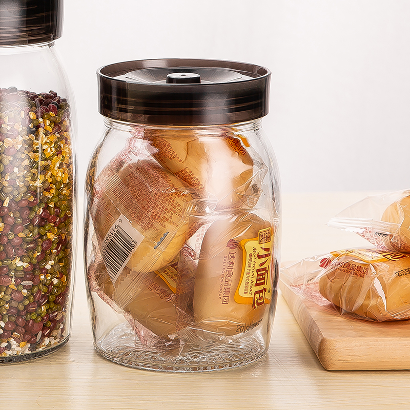 Clear Airtight Kitchen Jars 750ml Wholesale Food Cookie Candy Spice Glass Storage Jar with Lid