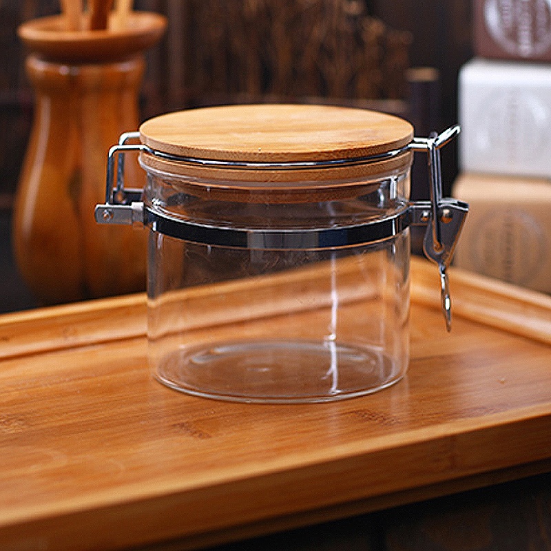 Clear Airtight Storage Food Container Borosilicate Kitchen Mason Glass Clip Lid Jars