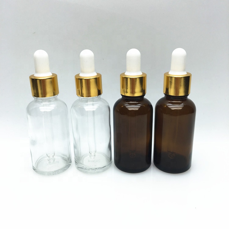 Clear Amber 30ml dropper bottle for skin care beard oil essential oils