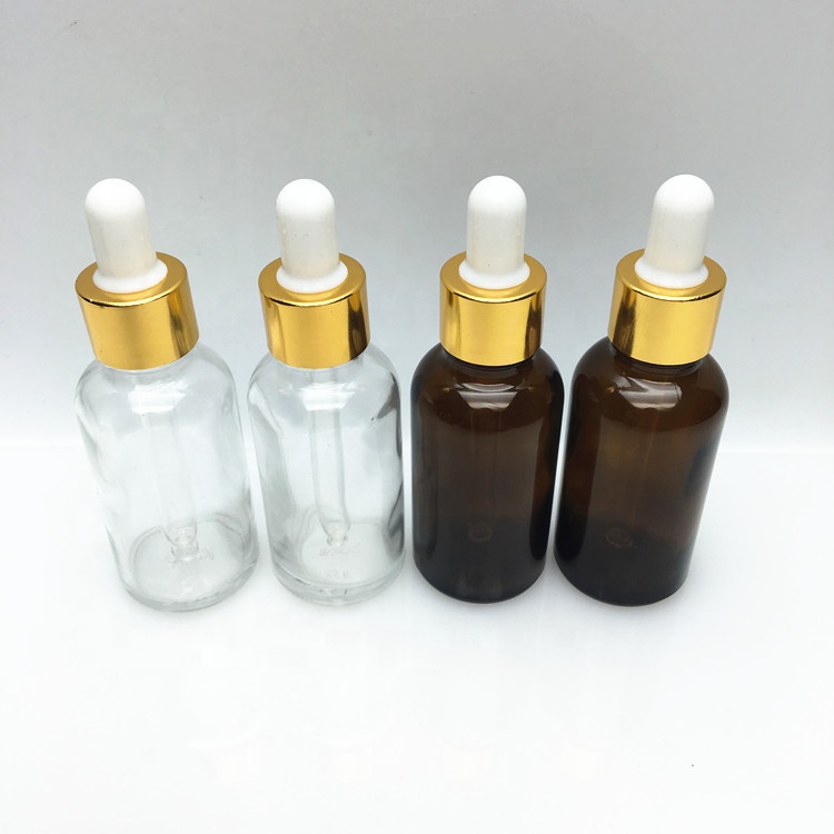 Clear Amber 30ml dropper bottle for skin care beard oil essential oils