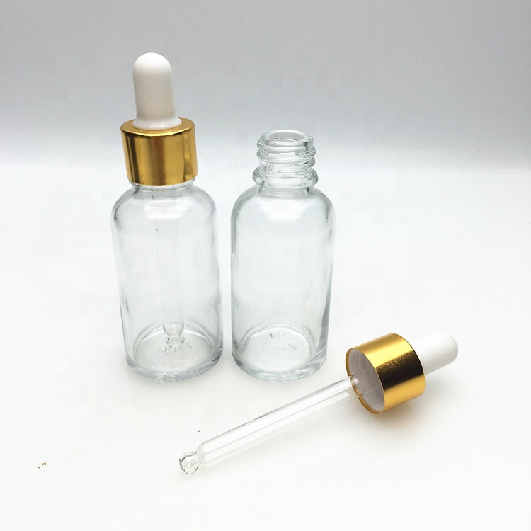 Clear Amber 30ml dropper bottle for skin care beard oil essential oils