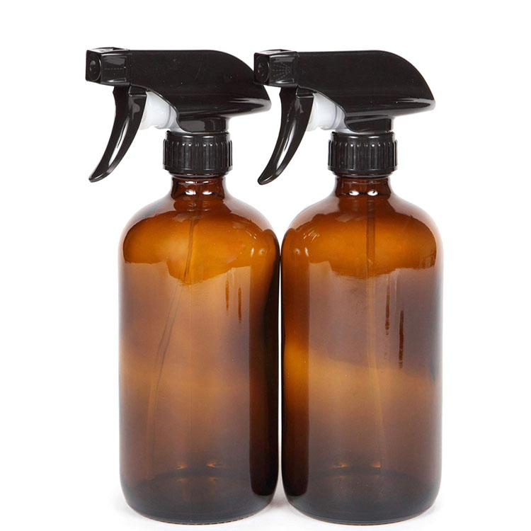 Clear Amber Blue Boston Round Bottle Cosmetic Round Glass Bottle With Spray Pump