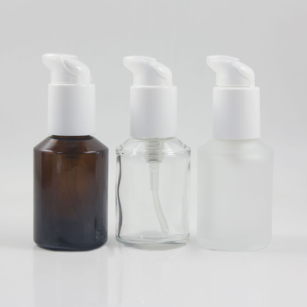 Clear/Amber/Clear Frosted 60ml Bottle Lotion Cosmetic with White Pump