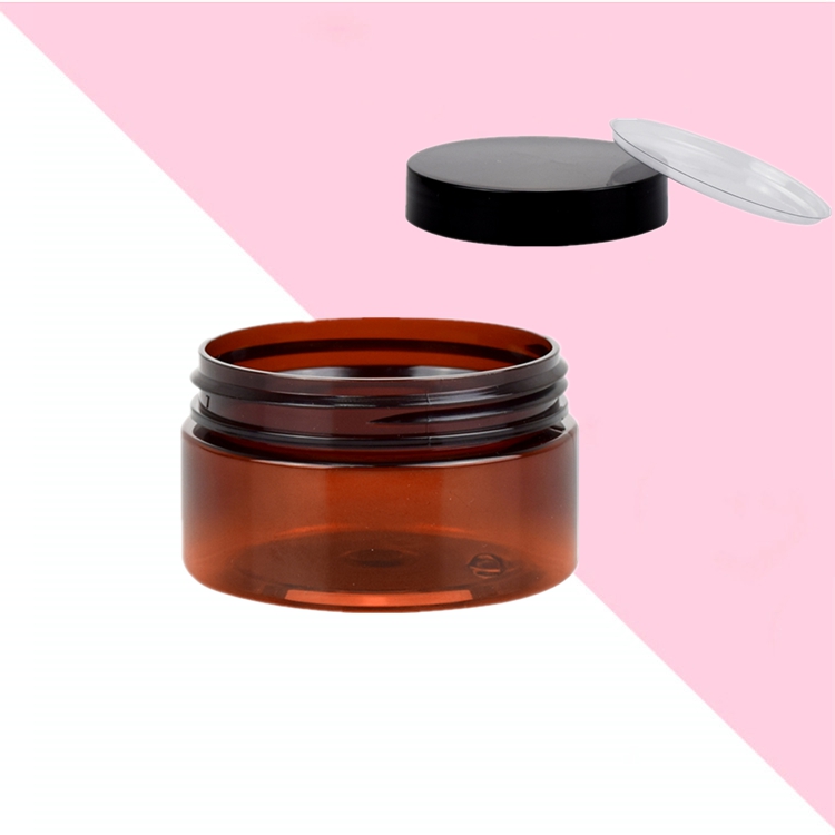 Clear Body Scrub Butter Plastic Container amber jars 8 oz
