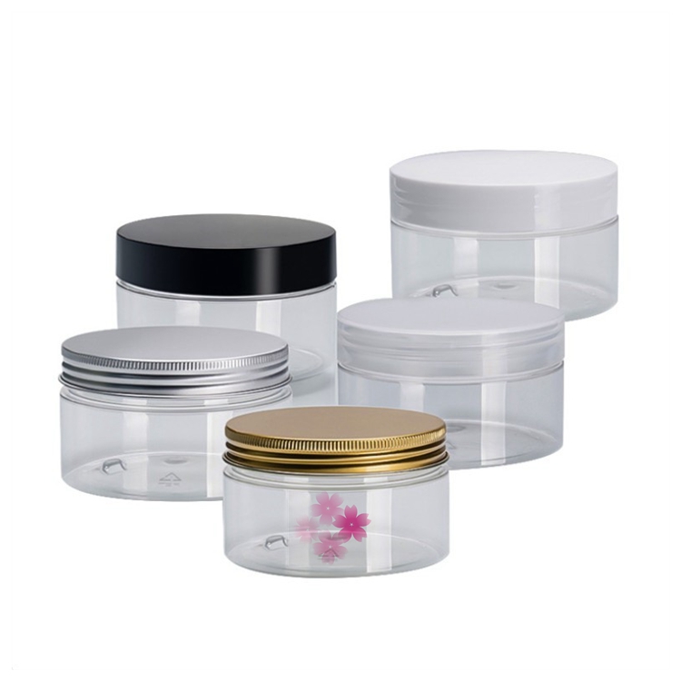 Clear Body Scrub Butter Plastic Container amber jars 8 oz