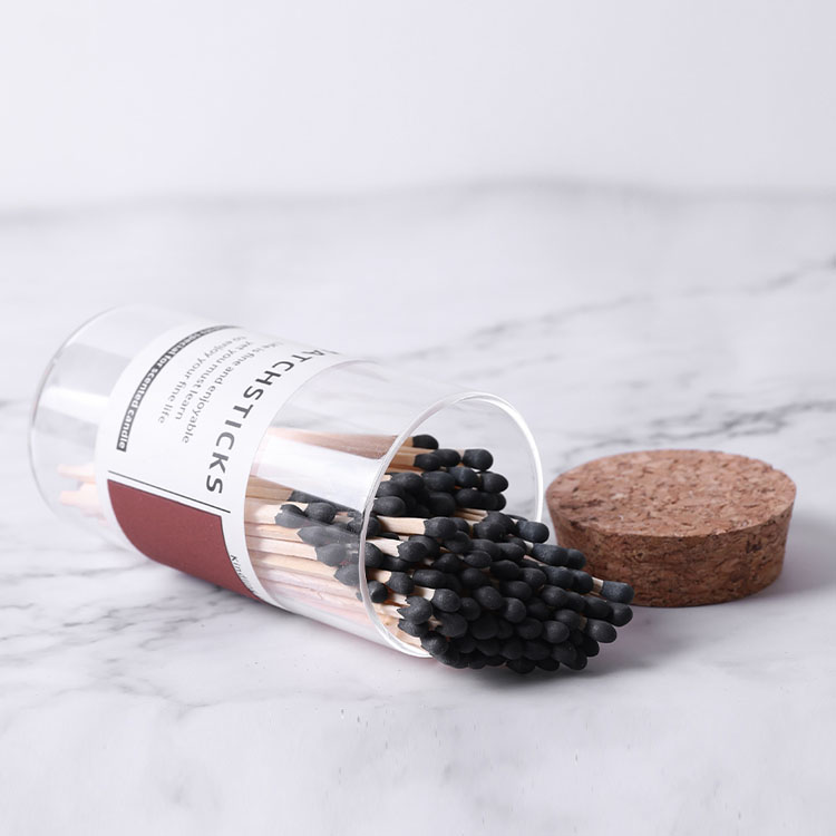 Clear Borosilicate Glass Lit Candle Wooden Matches Packing Storage Jar Glass with Cork lid