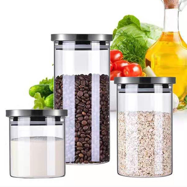 Clear China Custom Wide Mouth Borosilicate Kitchen Coffee Glass Jar Jars Airtight Wholesale