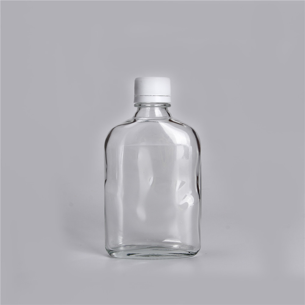 Clear Cold Brew Glass Hip Flask 200ml Flat Glass Coffee Bottle With Tamper Proof Lid