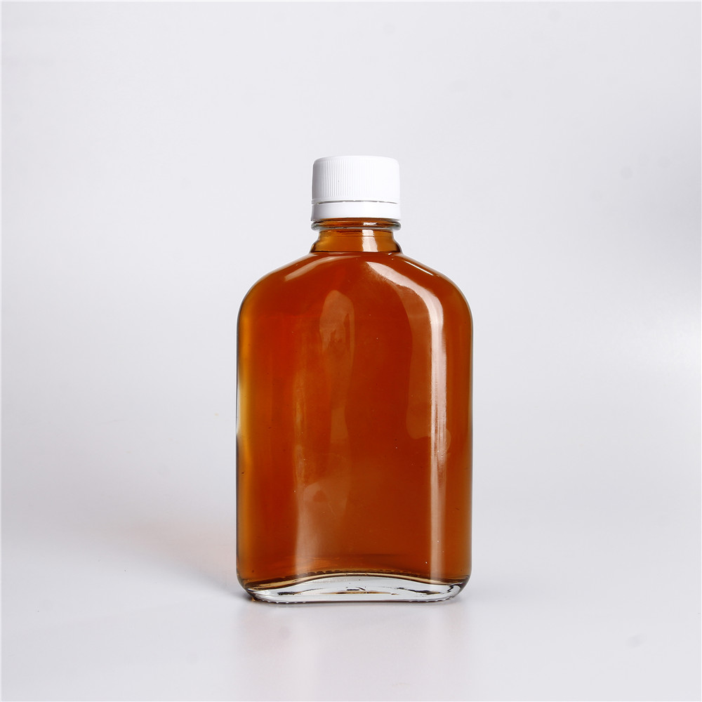 Clear Cold Brew Glass Hip Flask 200ml Flat Glass Coffee Bottle With Tamper Proof Lid