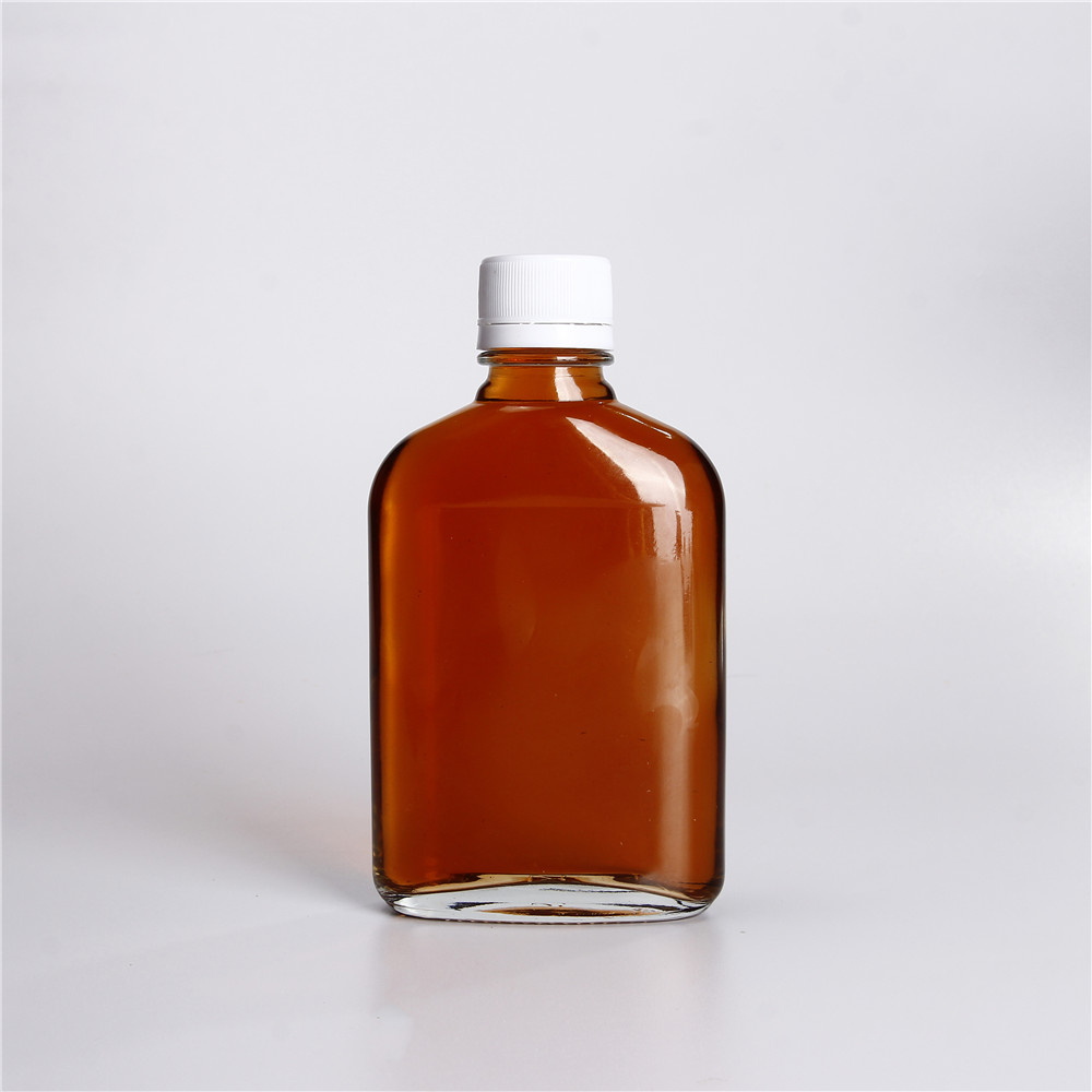Clear Cold Brew Glass Hip Flask 200ml Flat Glass Coffee Bottle With Tamper Proof Lid