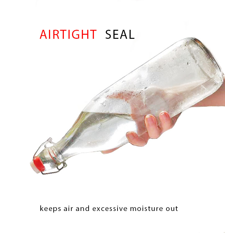 Clear Color Glass Material Round Shape Empty Glass Swing Top Bottles With Stoppers For Beverage