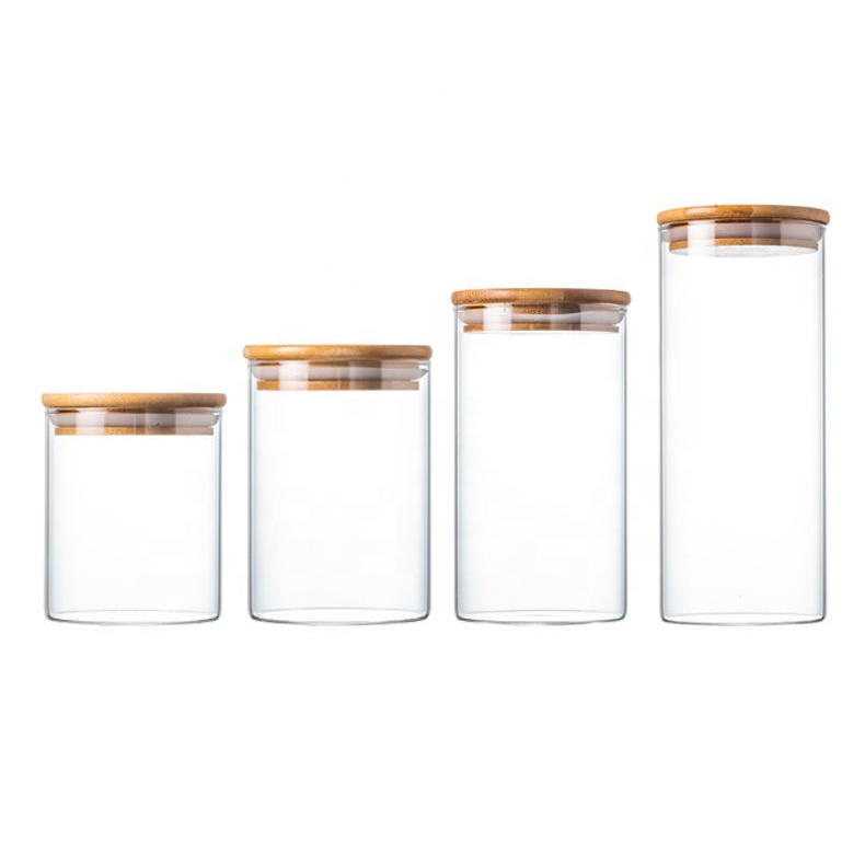 Clear Custom Empty Fancy Bottle Cookie Coffee Cylinder Food Glass Containers Wholesale Tall Glass Jar