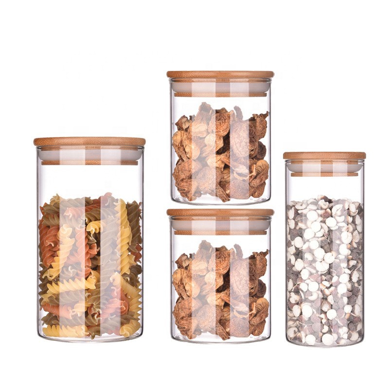 Clear Custom Empty Fancy Bottle Cookie Coffee Cylinder Food Glass Containers Wholesale Tall Glass Jar