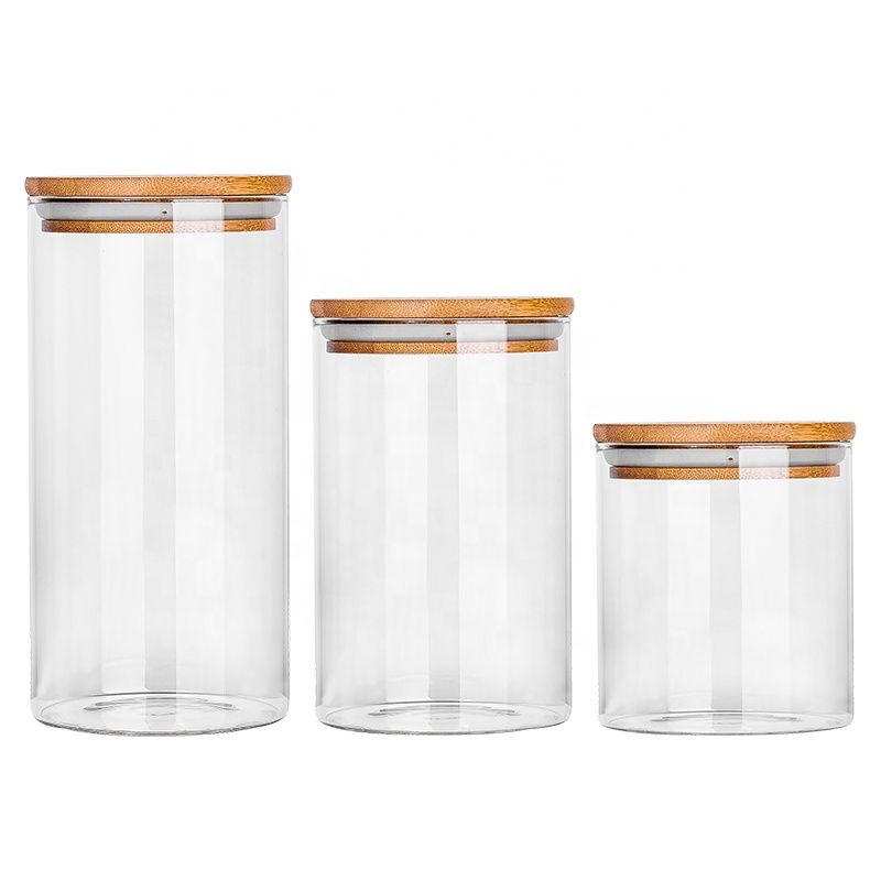 Clear Custom Empty Jar Fancy Bottle Cookie Coffee Cylinder Food Container Microwave Safe Glass