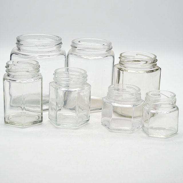Clear Customized  honhey Shaped Hexagonal Honey Hermetic Glass Jar